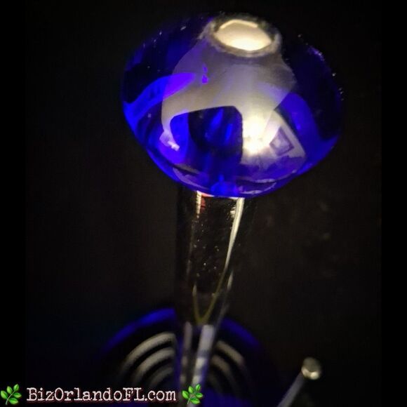 VINTAGE: Cobalt Blue Glass Base & Silver Metal Paper Towel Holder **RARE FIND** - Picture 2 of 9